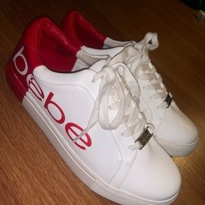 Red and white Bebe sneakers